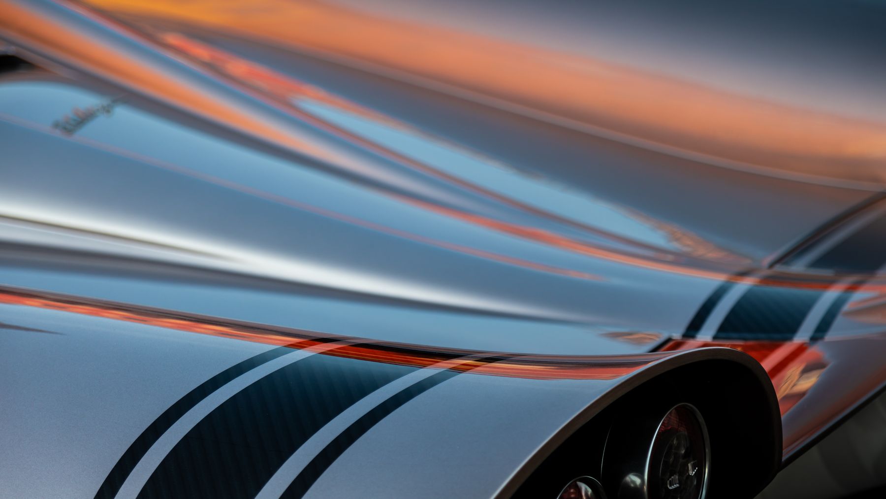 Reflections on a glossy car surface